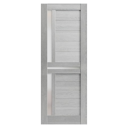 Sartodoors Slab Barn Door Panel 18 x 84in, Veregio 7288 Light Grey Oak W/ Frosted Glass, Pocket Closet Sliding VEREGIO7288S-OAK-1884